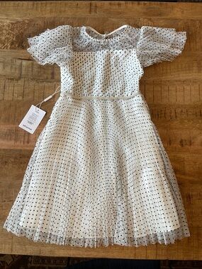 Self Portrait Polka Dot Tiered Mesh Dress Rhinestone US 7-8 Party